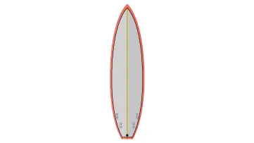 Graues Shortboard in spitzer, schmaler Form