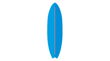 Blaues Balance Board in Fisch-Form mit flossenförmigem Heck