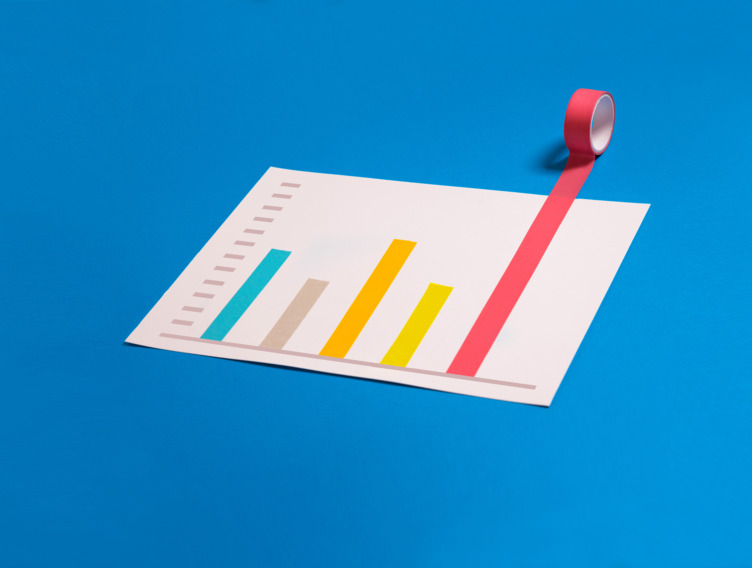 Statistik mit Tesabändern geklebt