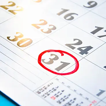 Kalender mit markiertem Datum vom 31. März