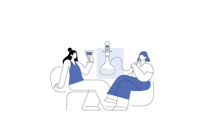 Zwei Frauen rauchen Shisha