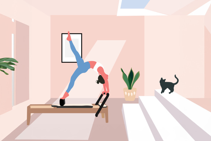 Illustration von einer Frau, die Pilates macht