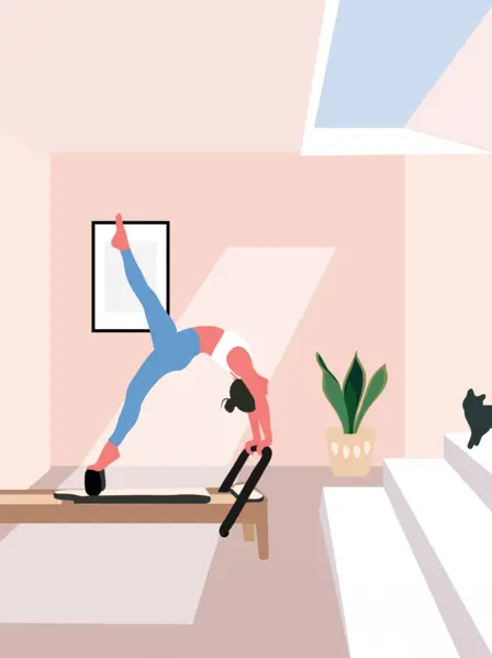 Illustration von einer Frau, die Pilates macht
