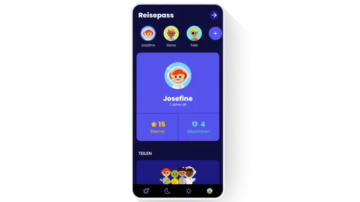 Screen der Aumio-App zeigt das Profil einer Nutzerin