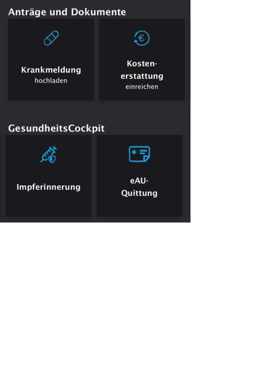 Blick auf den Bereich "GesundheitsCockpit" in der IKK classic-App