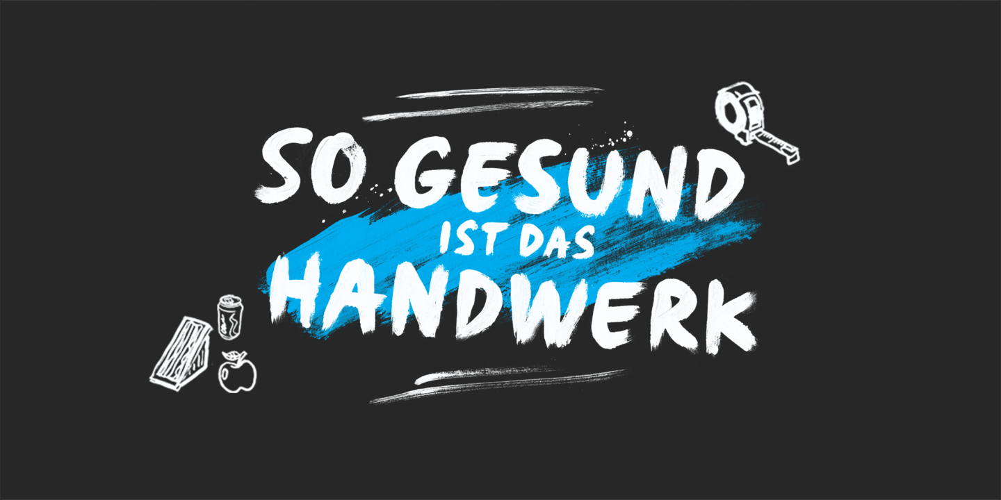 Schriftzug "So gesund ist das Handwerk" mit Icons
