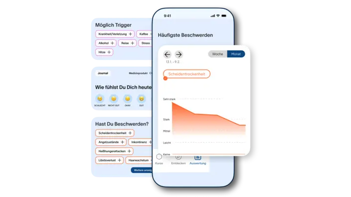 Screenshot des Bereichs Auswertungen der femfeel App