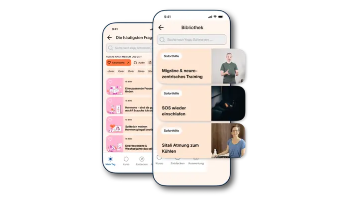 Screenshot der Bibliothek der femfeel App