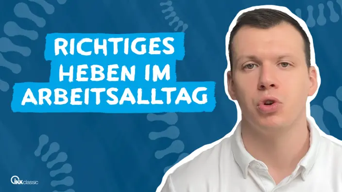 Thumbnail mit Bild von Joshua Pfeiffer und dem Text: "Richtiges Heben im Arbeitsalltag"