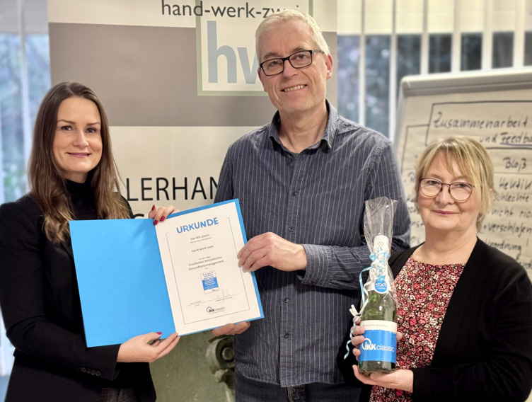 IKK classic verleiht Siegel „Exzellentes betriebliches Gesundheitsmanagement“ an Dortmunder Unternehmen hand-werk-zwei