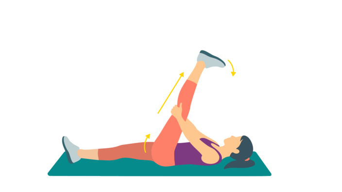 Illustration einer Frau, die die Hamstring- Übung ausführt.