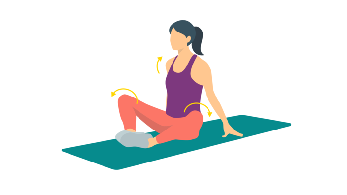 Illustration einer Frau, die die Schmetterling- Übung ausführt.