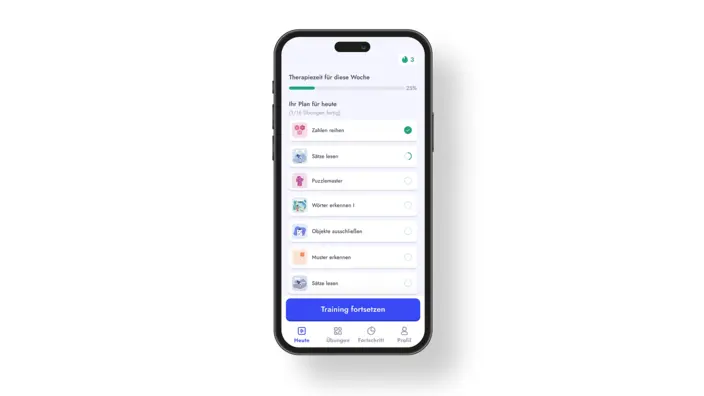 Screen der Therapiezeit der Woche in der myReha App